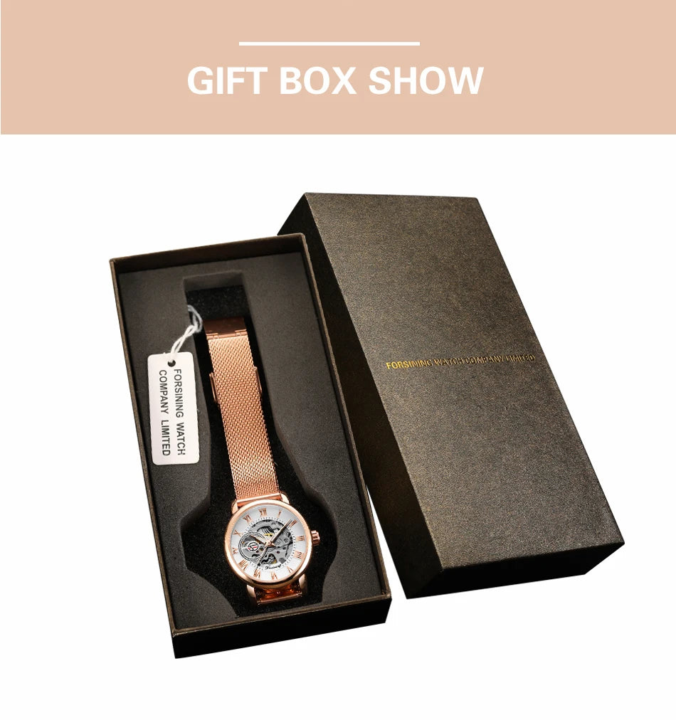 Woman Watch Mechanical Automatic Movement Wristwatch Mesh strap Band Female Mechanical Watch Hot