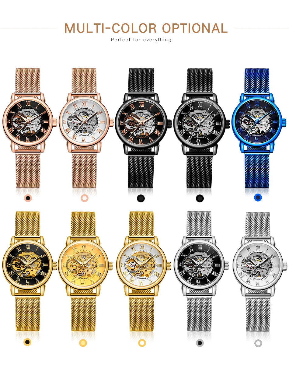 Woman Watch Mechanical Automatic Movement Wristwatch Mesh strap Band Female Mechanical Watch Hot