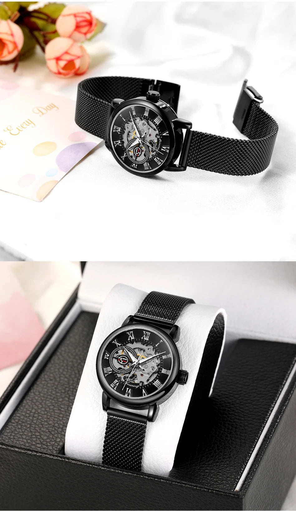 Woman Watch Mechanical Automatic Movement Wristwatch Mesh strap Band Female Mechanical Watch Hot