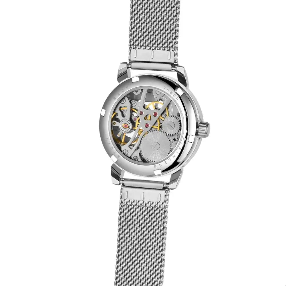 Woman Watch Mechanical Automatic Movement Wristwatch Mesh strap Band Female Mechanical Watch Hot