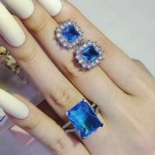 European and American Cross-border Niche High-level Design Earrings Jewelry suit Women's Two-piece e7969-r466o