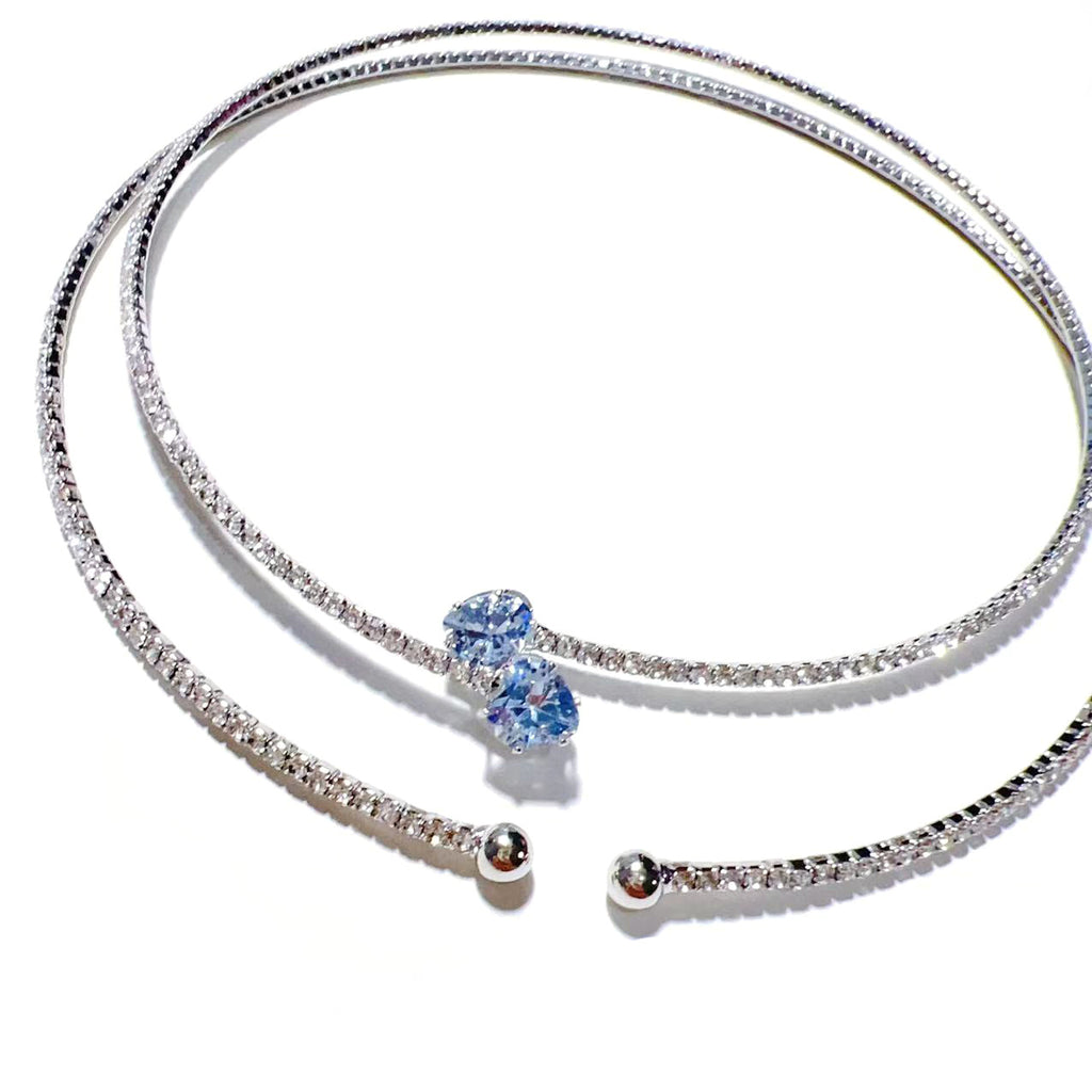 European and American design ins style double-layer collar handmade banquet jewelry full of diamond love zircon neck chain necklace