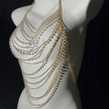 European and American fashion cross-border jewelry summer beach sexy body chest chain handmade pearl chest chain