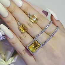 European and American Cross-border Niche High-level Design Earrings Jewelry suit Women's Two-piece e7969-r466o