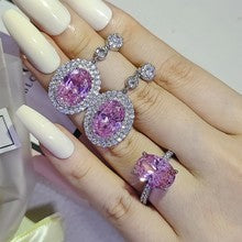 European and American Cross-border Niche High-level Design Earrings Jewelry suit Women's Two-piece e7969-r466o