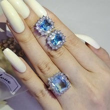 European and American Cross-border Niche High-level Design Earrings Jewelry suit Women's Two-piece e7969-r466o