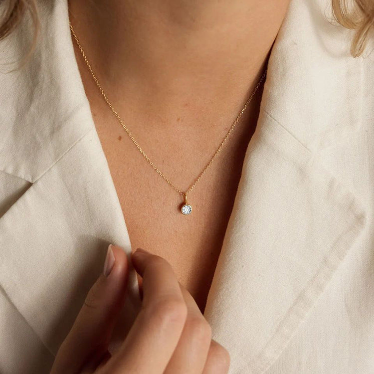 Cross-Border European and American Light Luxury Colorful Rhinestone Pendant, Versatile December Necklace for Women, Fashionable Stainless Steel Necklace Wholesale