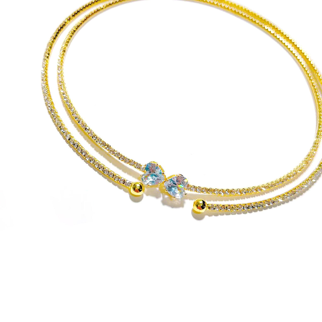 European and American design ins style double-layer collar handmade banquet jewelry full of diamond love zircon neck chain necklace
