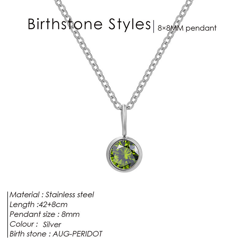Cross-Border European and American Light Luxury Colorful Rhinestone Pendant, Versatile December Necklace for Women, Fashionable Stainless Steel Necklace Wholesale