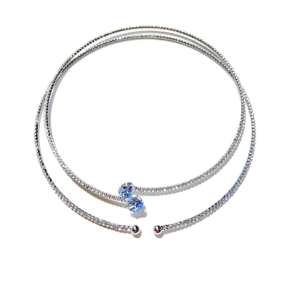 European and American design ins style double-layer collar handmade banquet jewelry full of diamond love zircon neck chain necklace