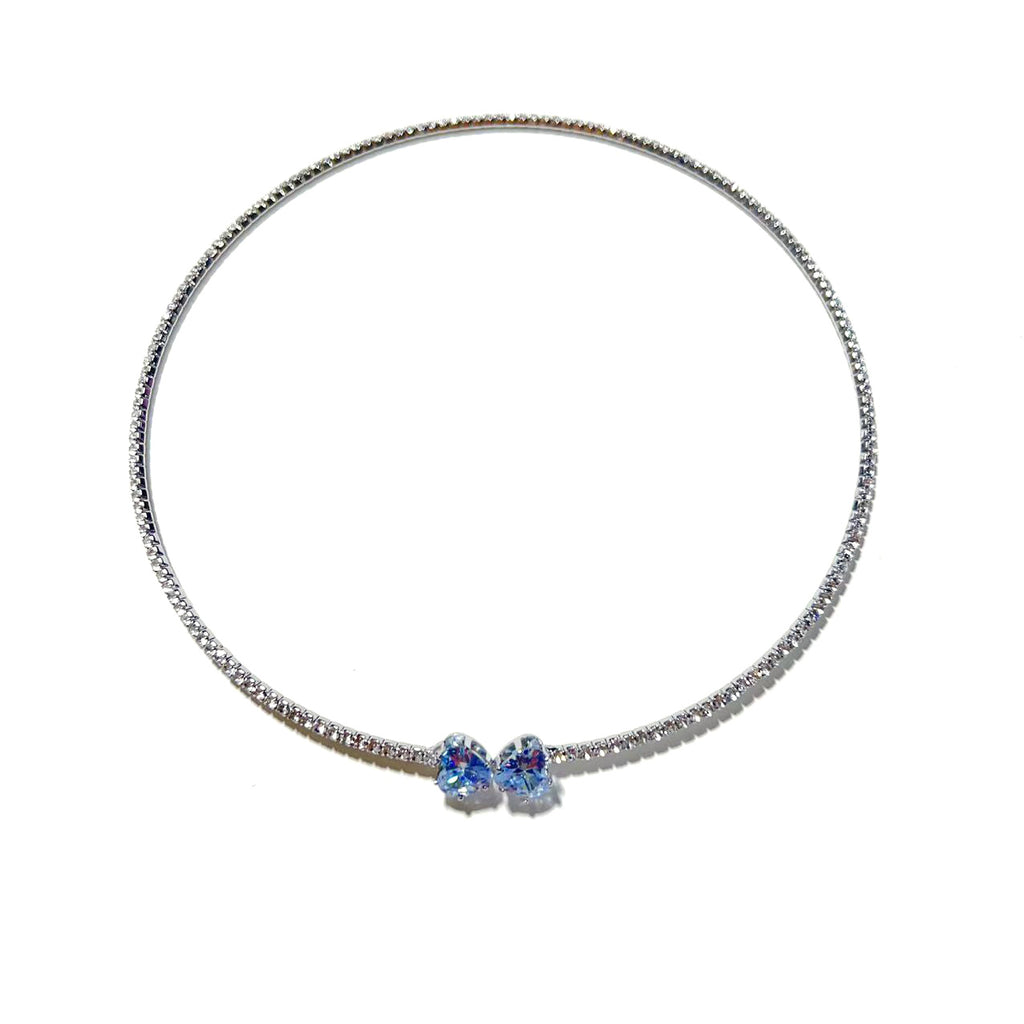 European and American design ins style double-layer collar handmade banquet jewelry full of diamond love zircon neck chain necklace