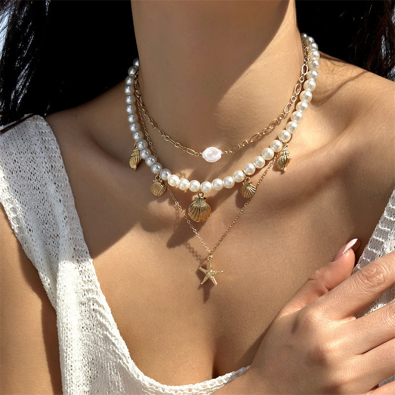Beaded Starfish Pendant Necklace