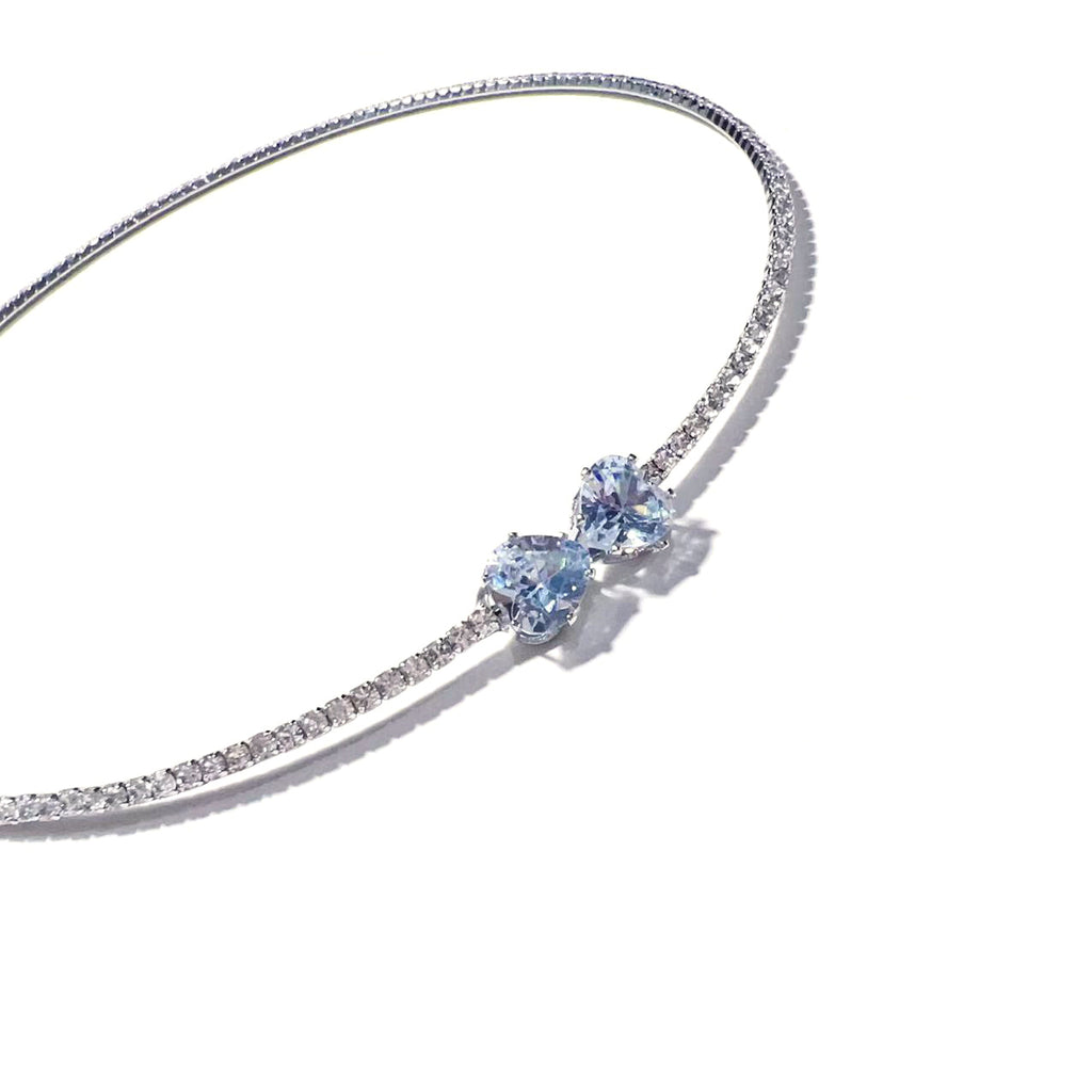 European and American design ins style double-layer collar handmade banquet jewelry full of diamond love zircon neck chain necklace