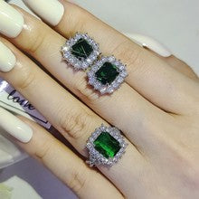 European and American Cross-border Niche High-level Design Earrings Jewelry suit Women's Two-piece e7969-r466o