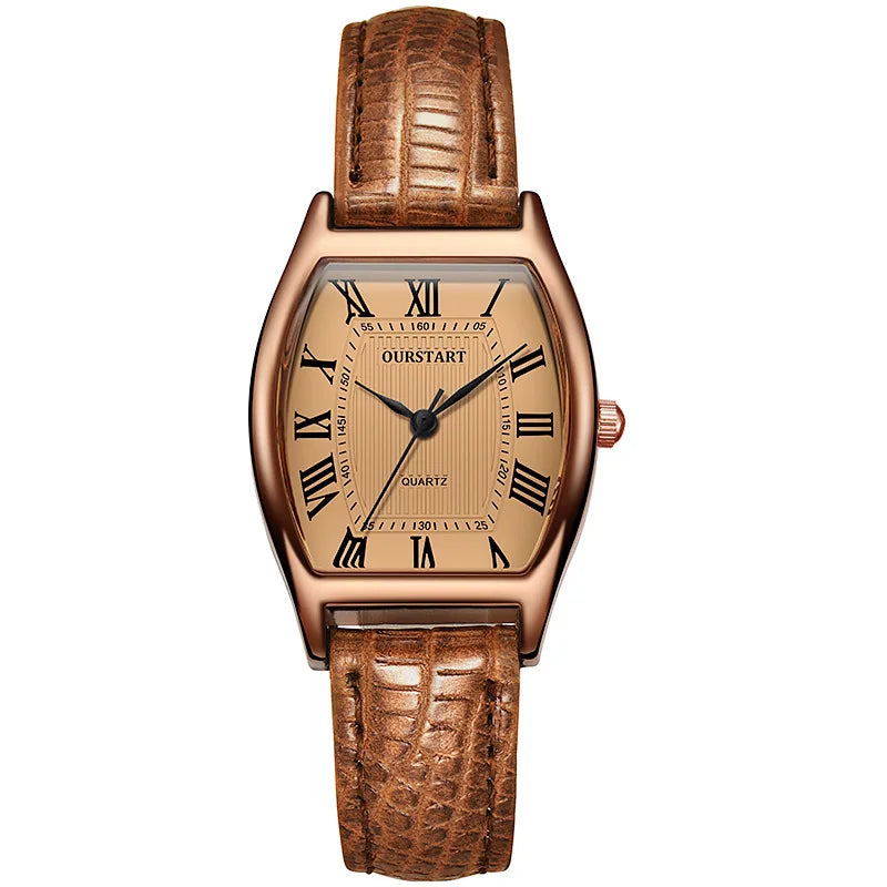 Watch for Women Small Ladies Wristwatches Brown Retro Vintage Leather Bracelet Watch Black Quartz Wristwatches Reloj Mujer