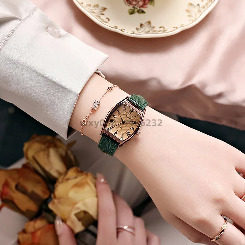 Watch for Women Small Ladies Wristwatches Brown Retro Vintage Leather Bracelet Watch Black Quartz Wristwatches Reloj Mujer