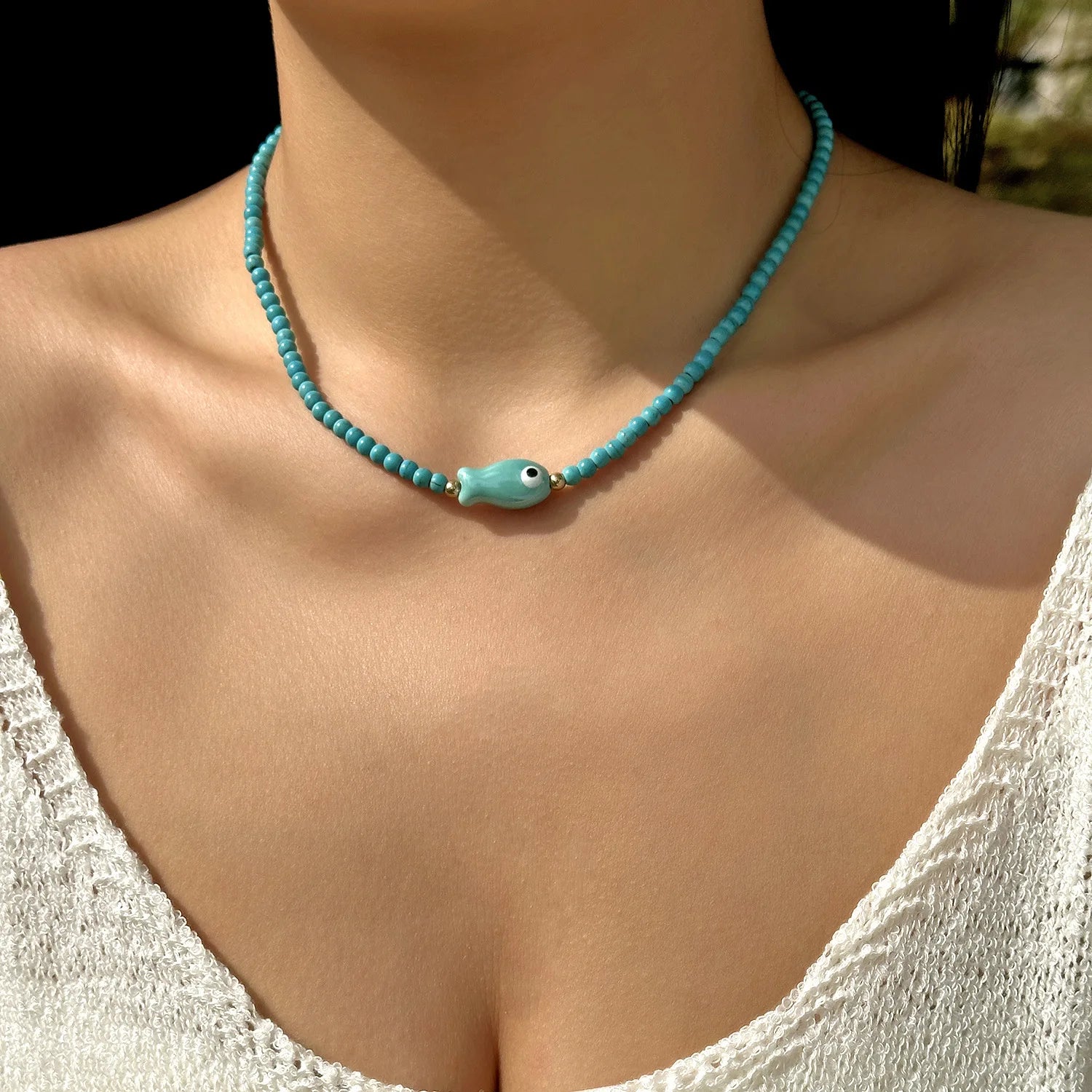 Beaded Starfish Pendant Necklace