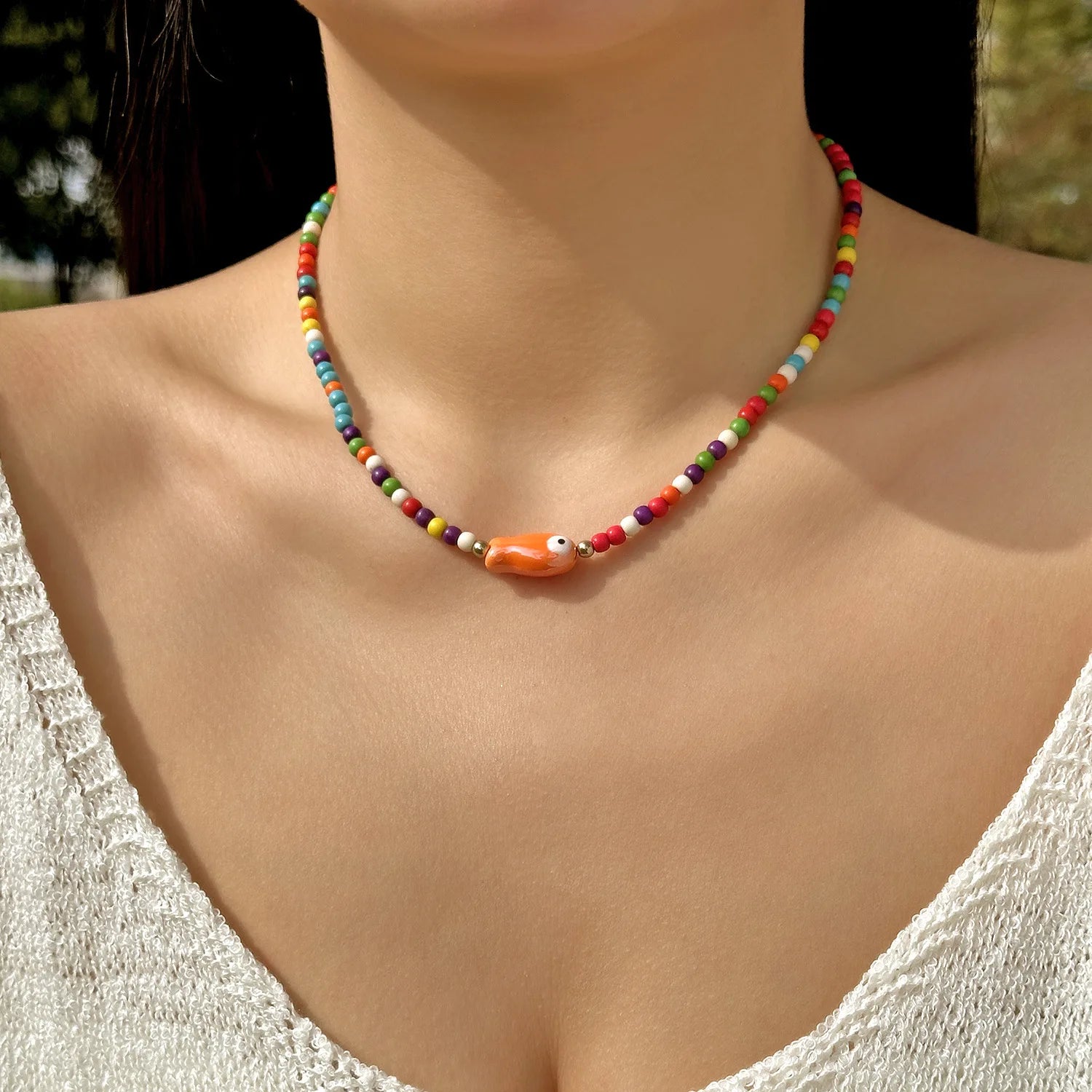 Beaded Starfish Pendant Necklace