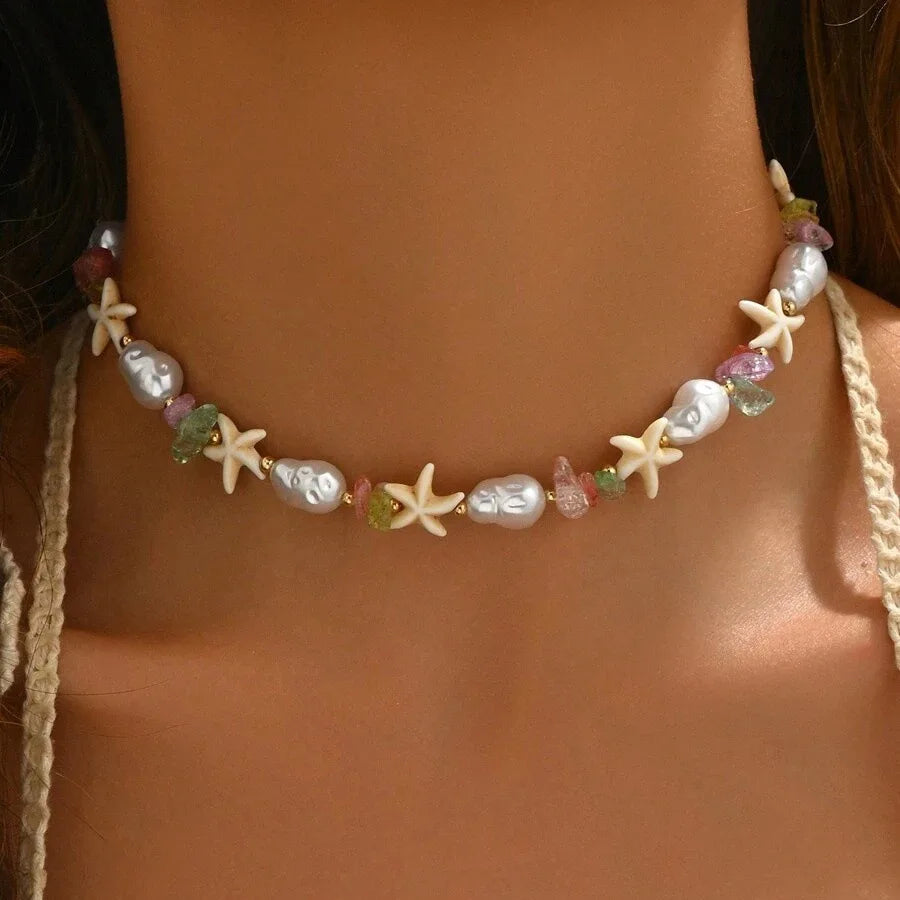 Beaded Starfish Pendant Necklace