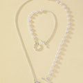 Stainless Steel Jewelry Set Fashion Elegant Design Splicing Pearl Chain Light Luxury Pendant Jewelry Set for Women