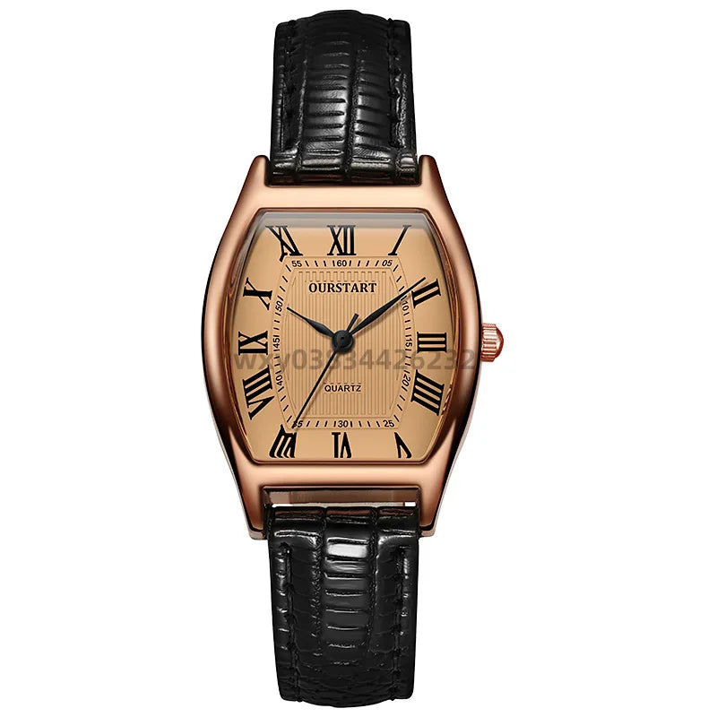 Watch for Women Small Ladies Wristwatches Brown Retro Vintage Leather Bracelet Watch Black Quartz Wristwatches Reloj Mujer