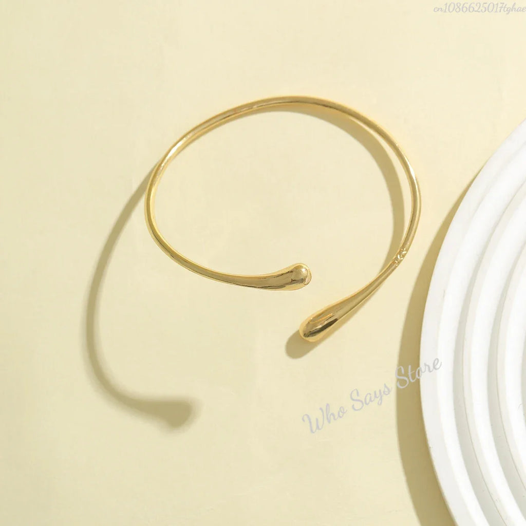 Lacteo Trendy Geometric Twisted Cuff Bracelet On The Upper Arm for Women Water Drop Shape Bangles Adjustable Jewelry Party Girls