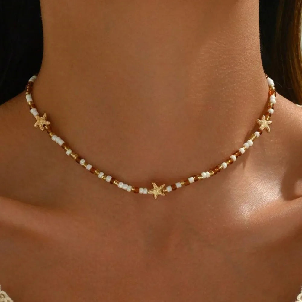 Beaded Starfish Pendant Necklace