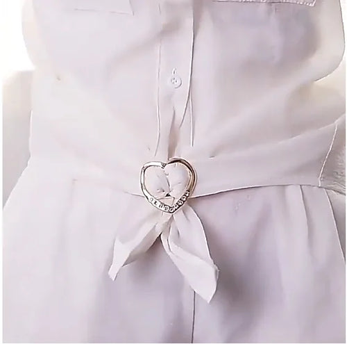 1pcs Simple Peach Heart Rhinestone Metal Scarf Buckle Women's Multi-functional Corner Artifact Summer Corner Knot Buckle