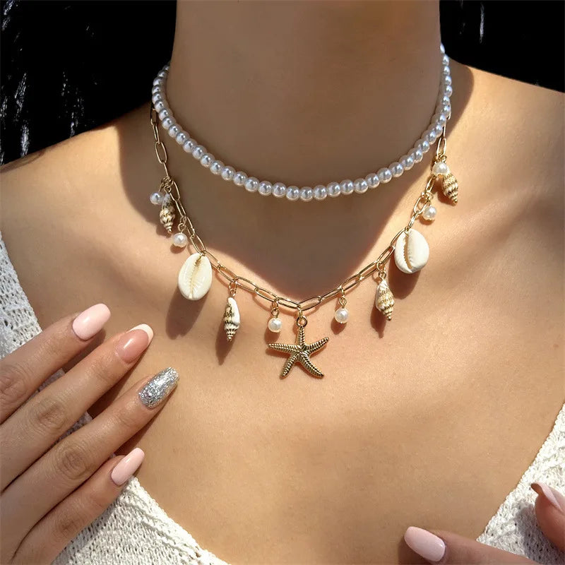 Beaded Starfish Pendant Necklace