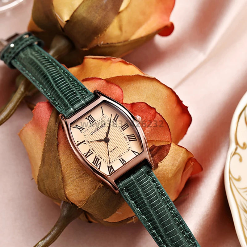 Watch for Women Small Ladies Wristwatches Brown Retro Vintage Leather Bracelet Watch Black Quartz Wristwatches Reloj Mujer