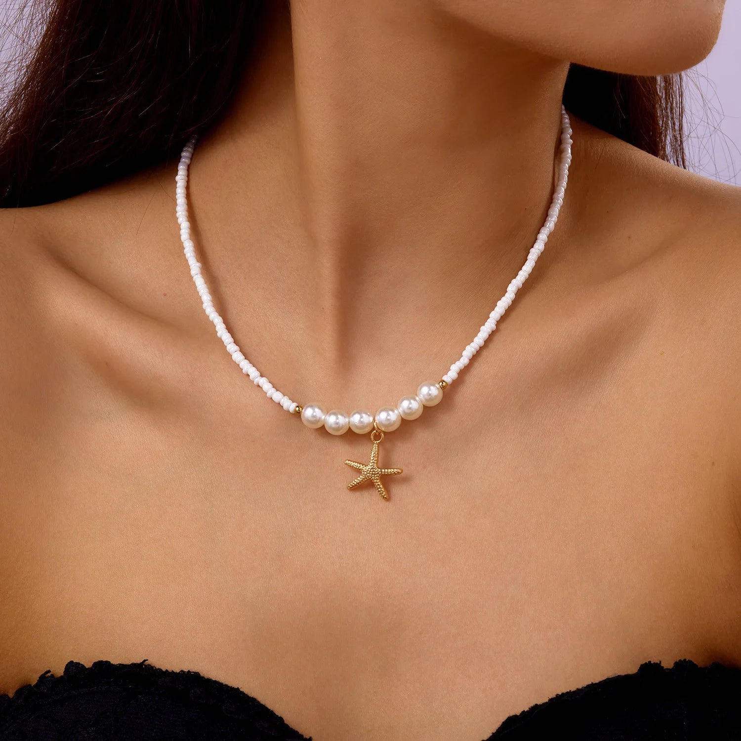 Beaded Starfish Pendant Necklace