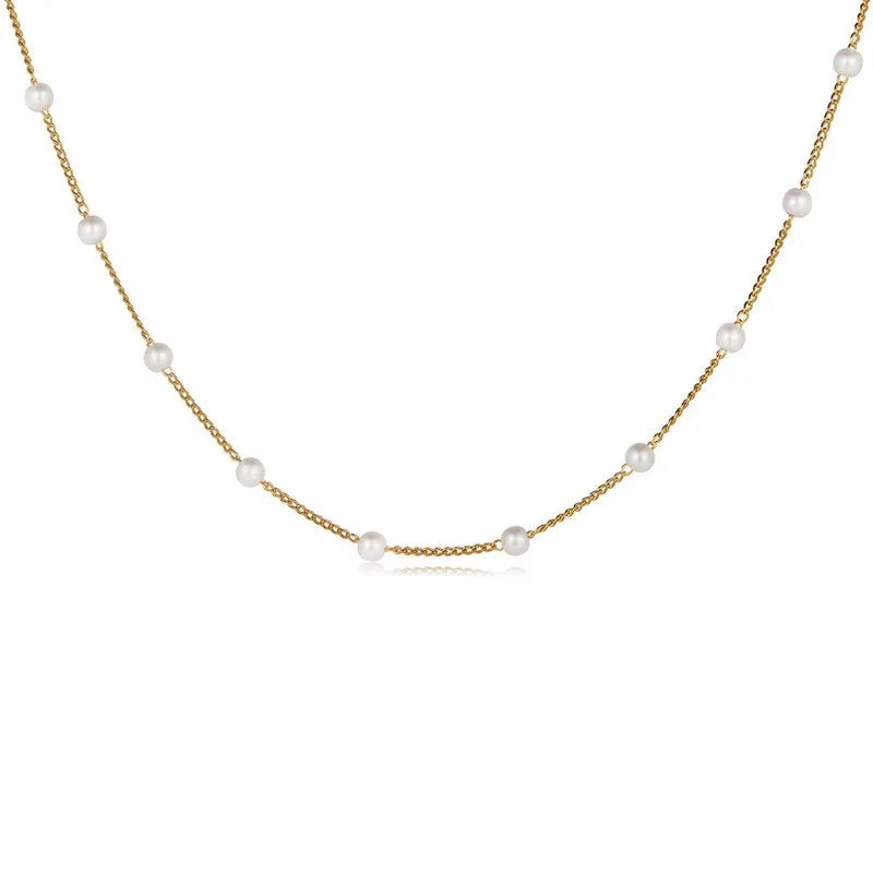 A women's beaded pearl lace gold gothic pendant collar necklace - girl's jewelry accessory