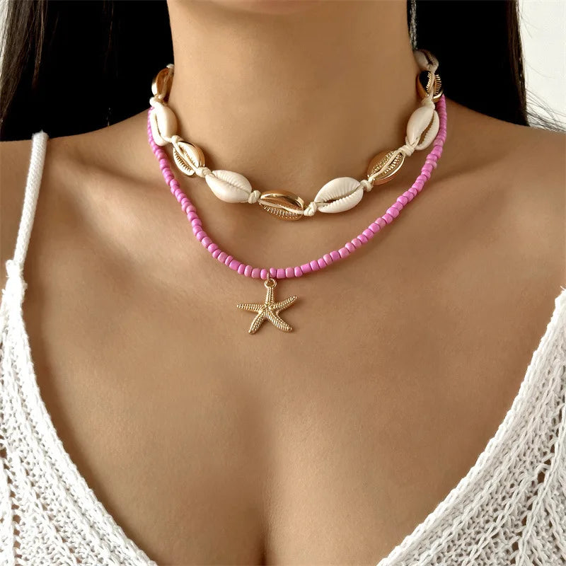 Beaded Starfish Pendant Necklace