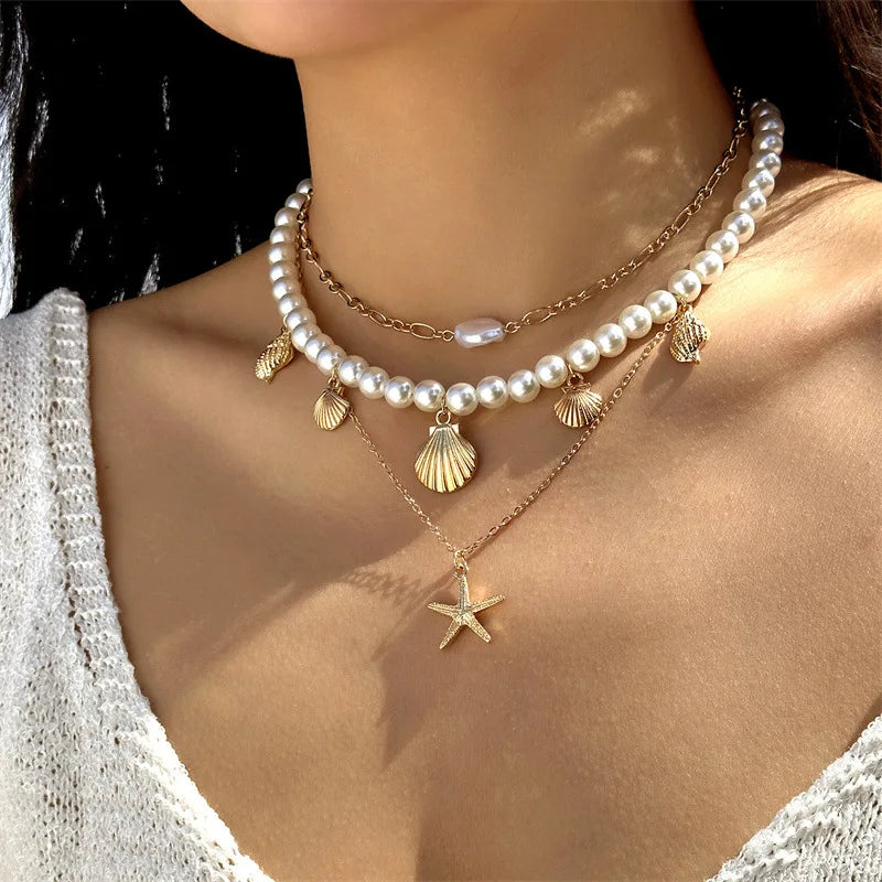 Beaded Starfish Pendant Necklace
