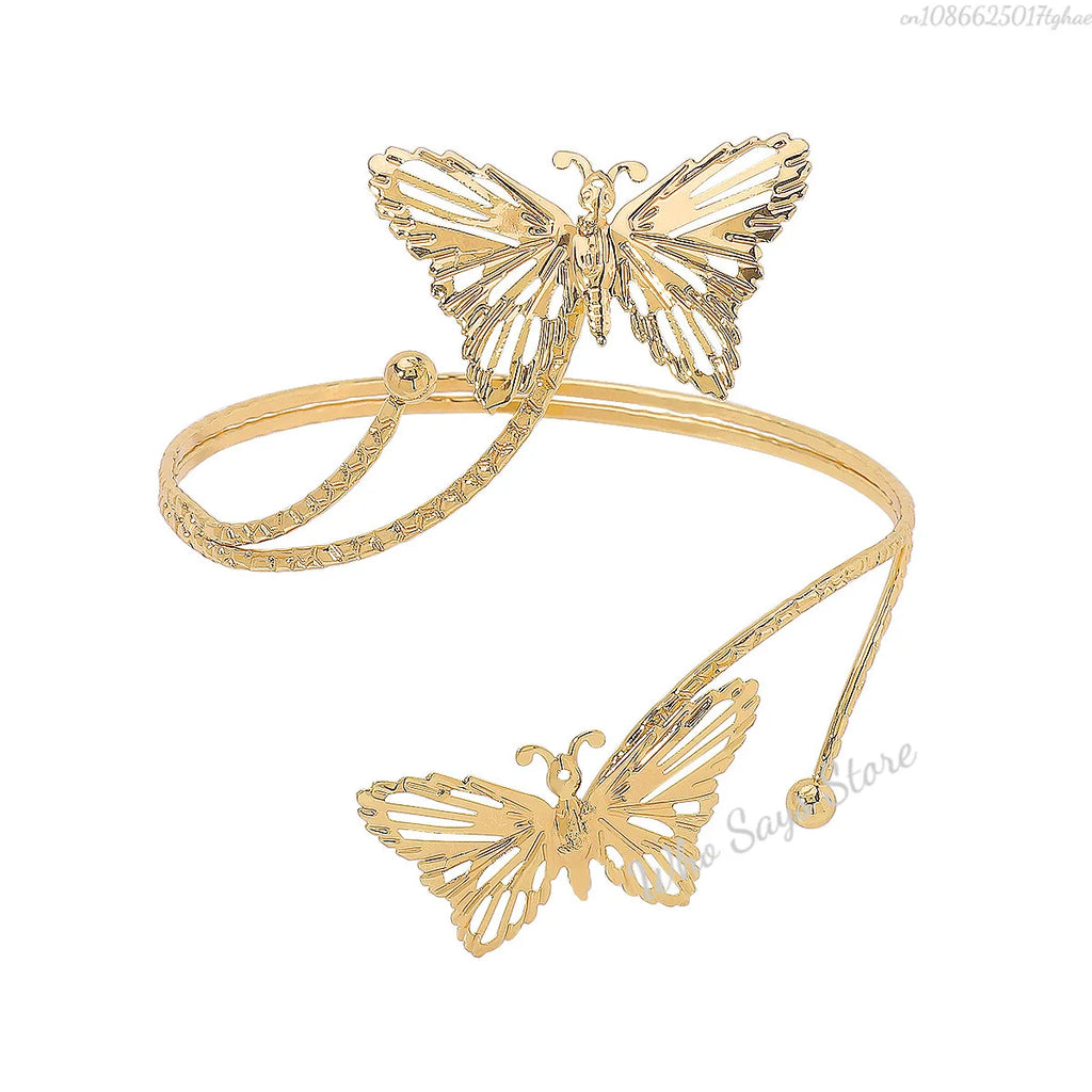 Lacteo Trendy Geometric Twisted Cuff Bracelet On The Upper Arm for Women Water Drop Shape Bangles Adjustable Jewelry Party Girls