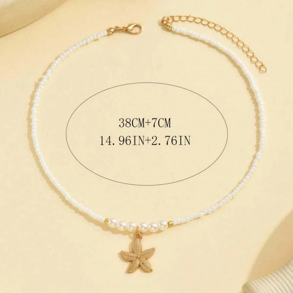 Beaded Starfish Pendant Necklace