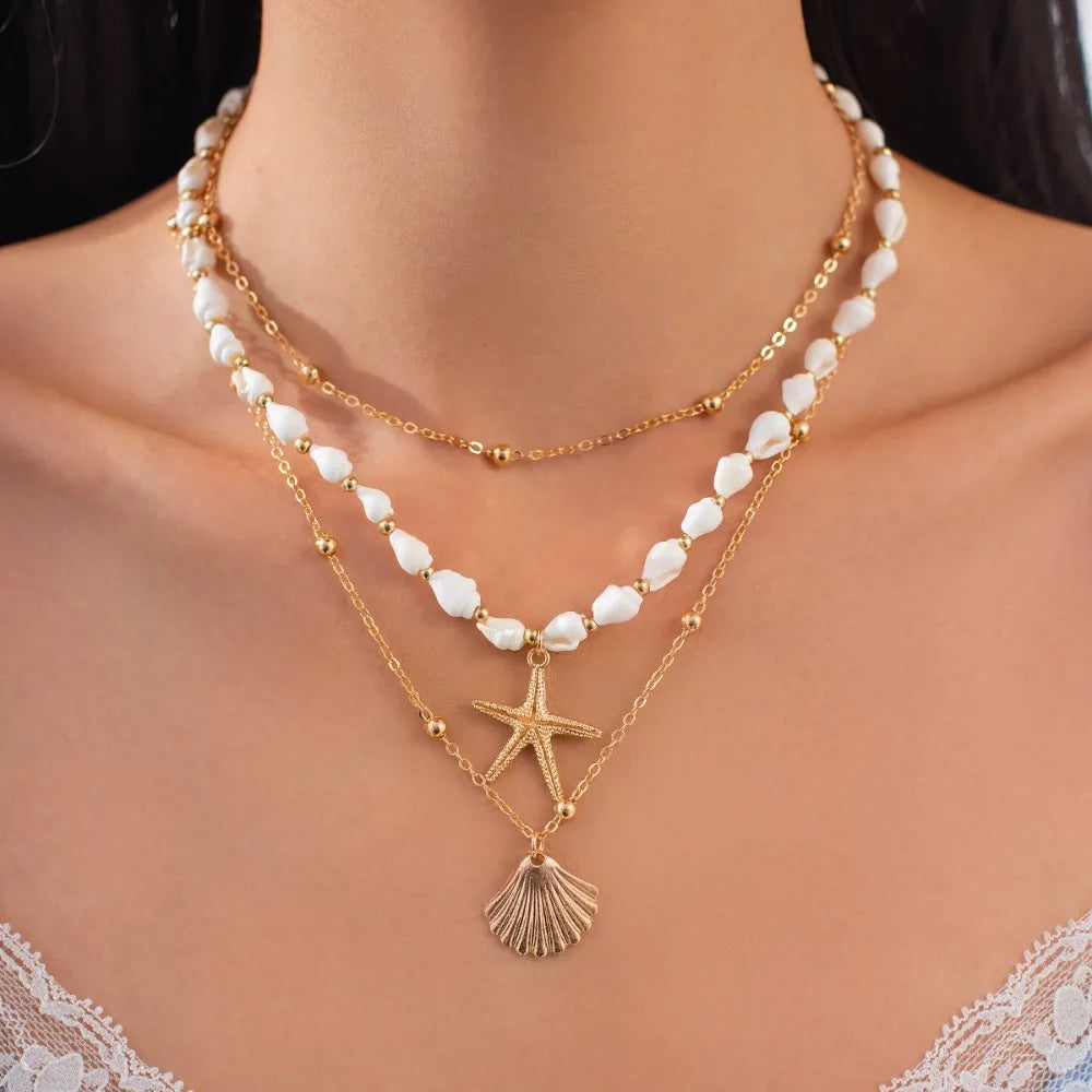 Beaded Starfish Pendant Necklace
