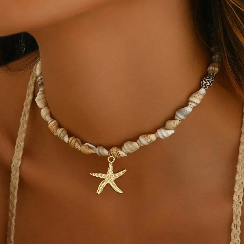 Beaded Starfish Pendant Necklace