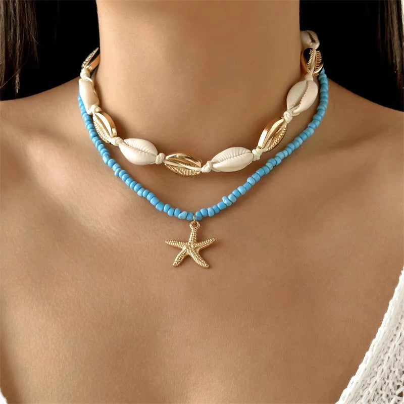 Beaded Starfish Pendant Necklace