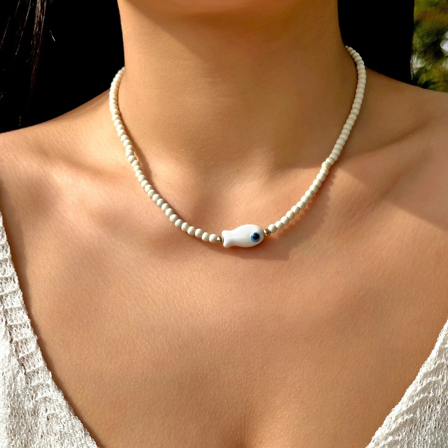 Beaded Starfish Pendant Necklace