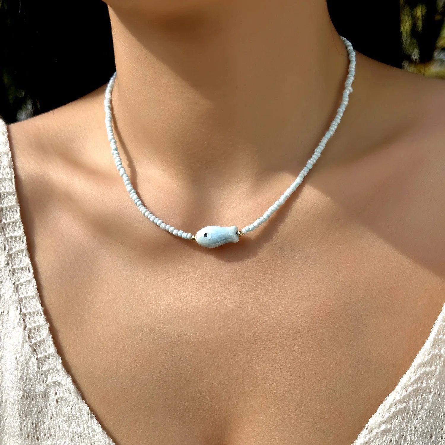 Beaded Starfish Pendant Necklace
