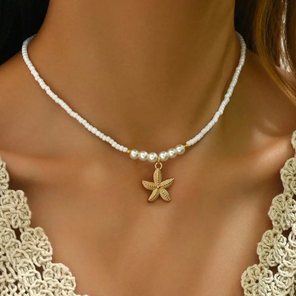 Beaded Starfish Pendant Necklace