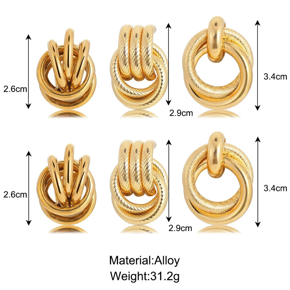 Vintage Twist Round Earrings Set for Women 2025 Boho Metal Gold Color Dangle Earrings Geometric Fashion Jewelry Trendy