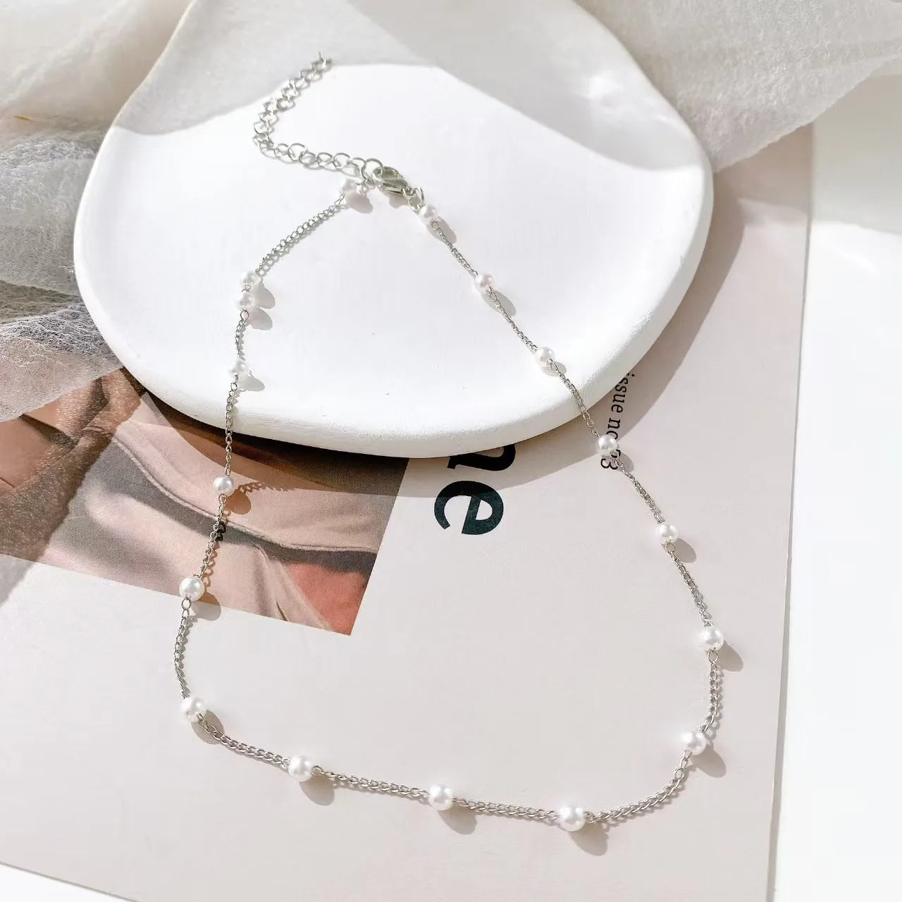 A women's beaded pearl lace gold gothic pendant collar necklace - girl's jewelry accessory