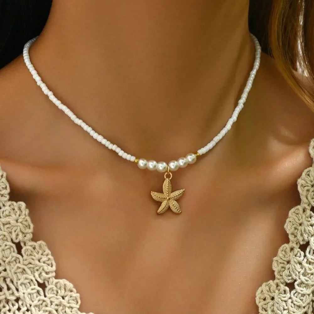 Beaded Starfish Pendant Necklace