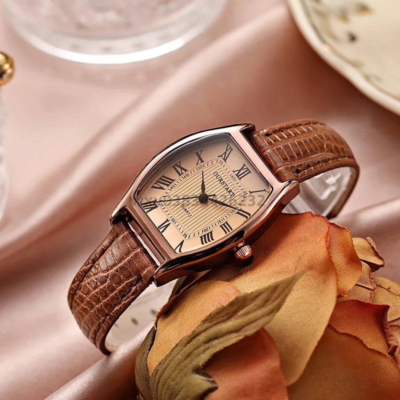 Watch for Women Small Ladies Wristwatches Brown Retro Vintage Leather Bracelet Watch Black Quartz Wristwatches Reloj Mujer