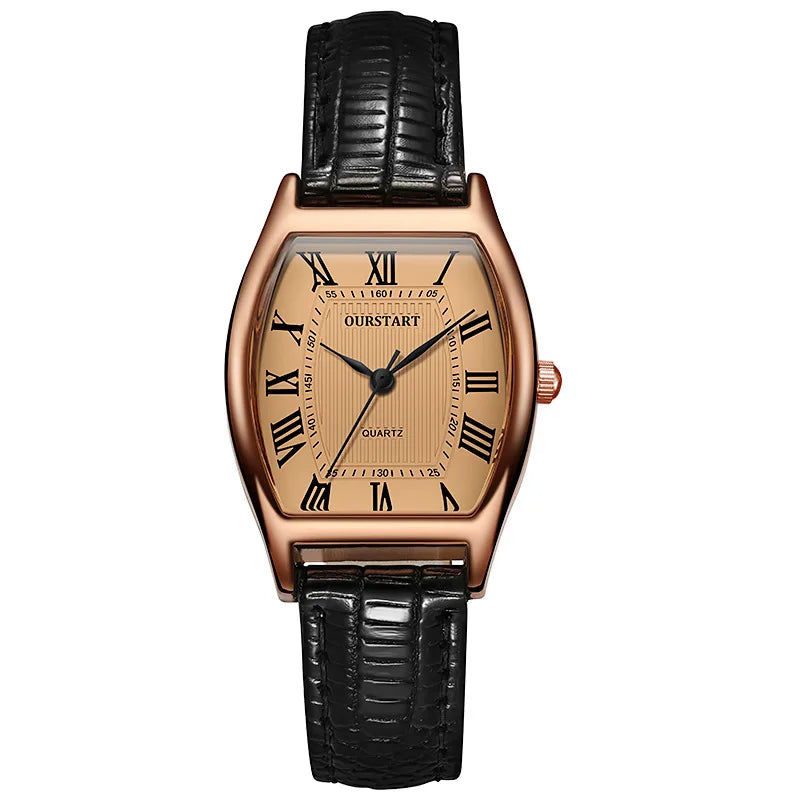 Watch for Women Small Ladies Wristwatches Brown Retro Vintage Leather Bracelet Watch Black Quartz Wristwatches Reloj Mujer