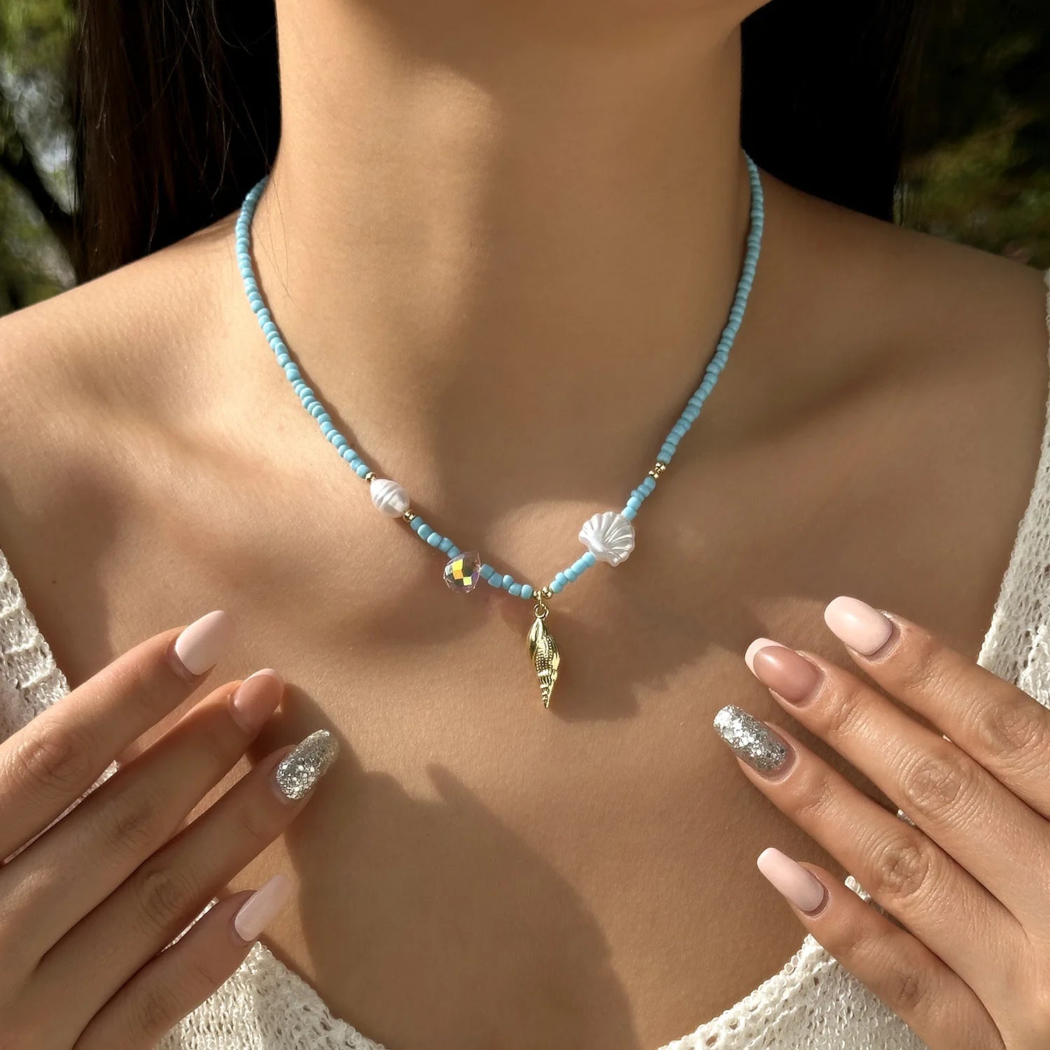 Beaded Starfish Pendant Necklace