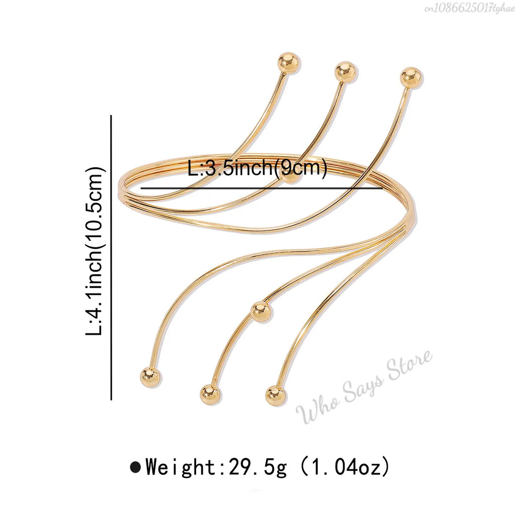 Lacteo Trendy Geometric Twisted Cuff Bracelet On The Upper Arm for Women Water Drop Shape Bangles Adjustable Jewelry Party Girls