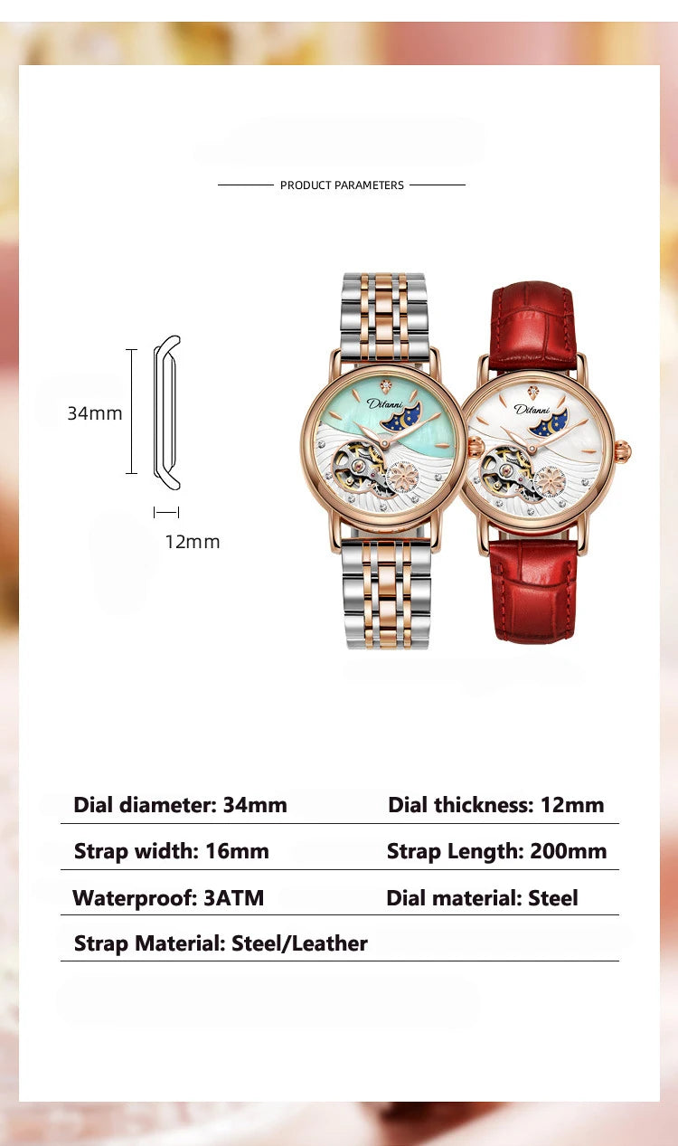 Women's Watches Waterproof Luminous Skeleton Original Automatic Mechanical Watch for Woman Elegant Ladies Watch Reloj Mujer